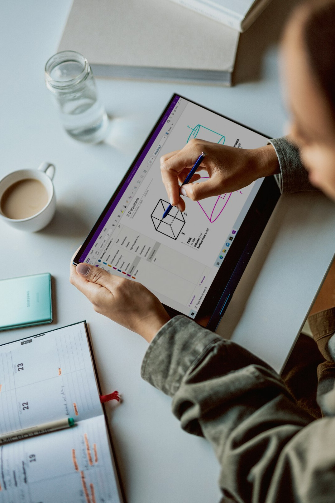 person reviewing monthly budget