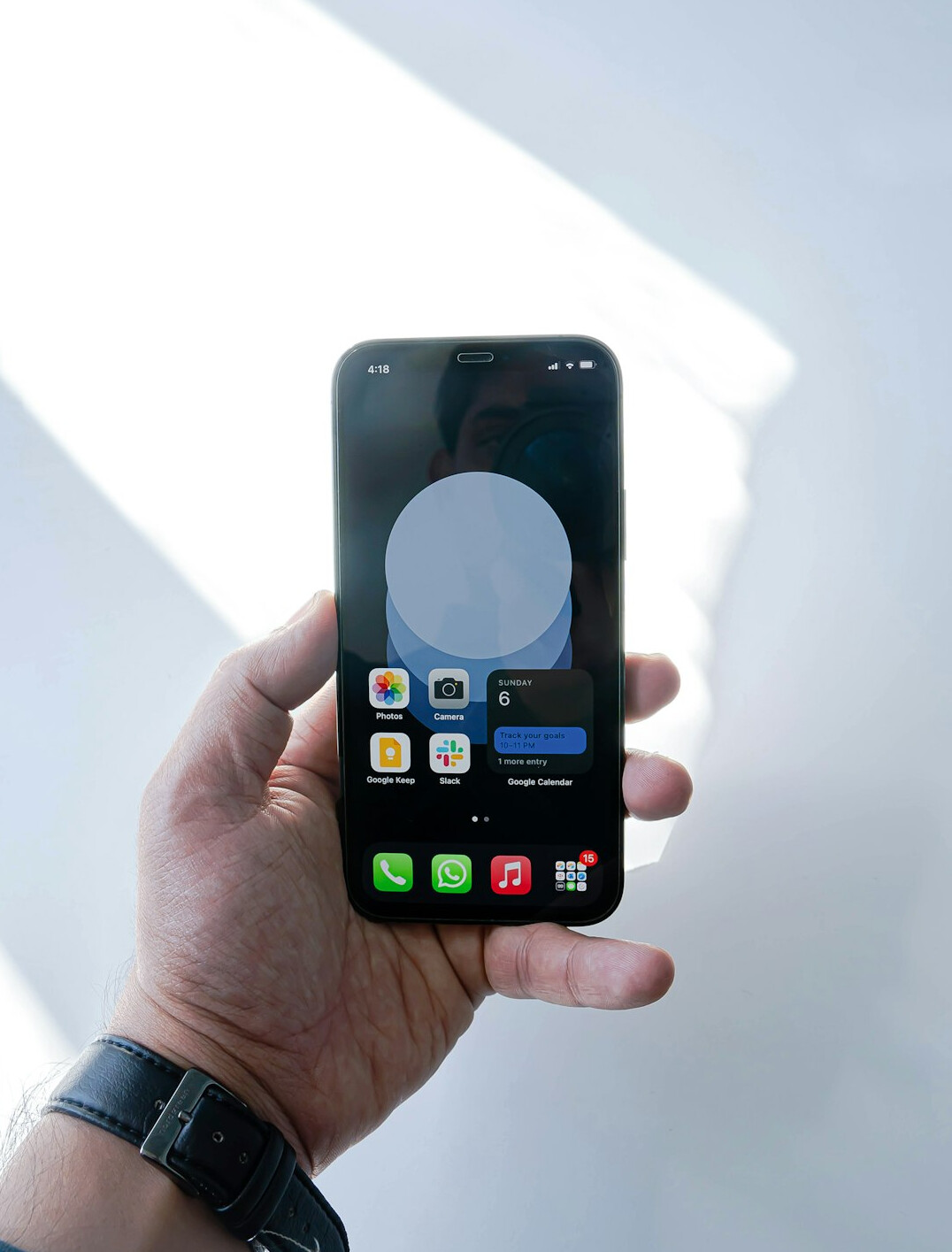Smartphone showing a finance chart on a desk